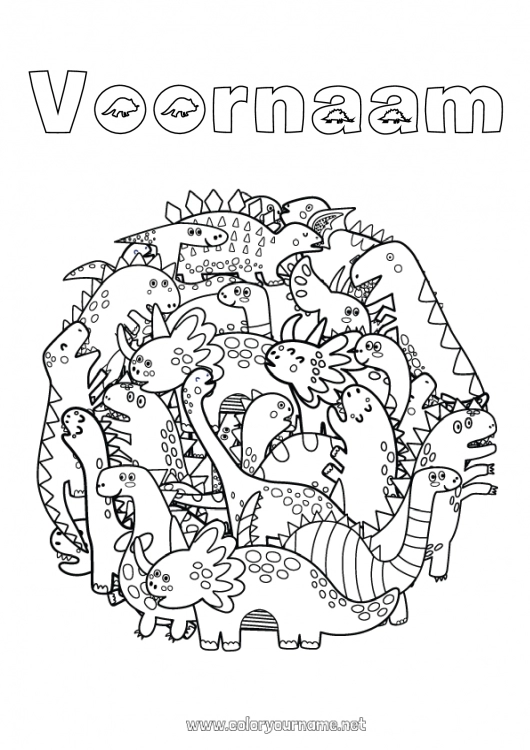 Kleurplaat om af te drukken Mandala Dinosaurussen Dier
