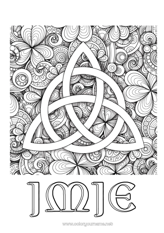 Kolorowanka do wydruku Mandala Koniczyna Irlandia Święto Świętego Patryka Triskelion Celtycki