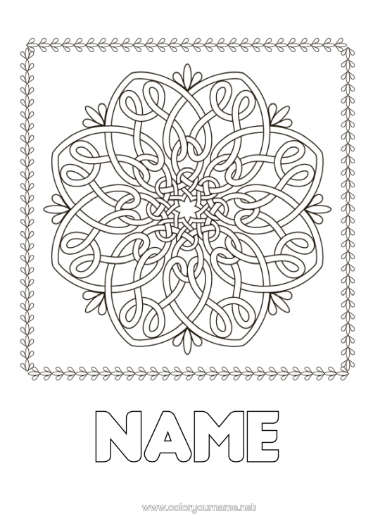 Colouring page to print Mandala Ireland Triskelion Celtic
