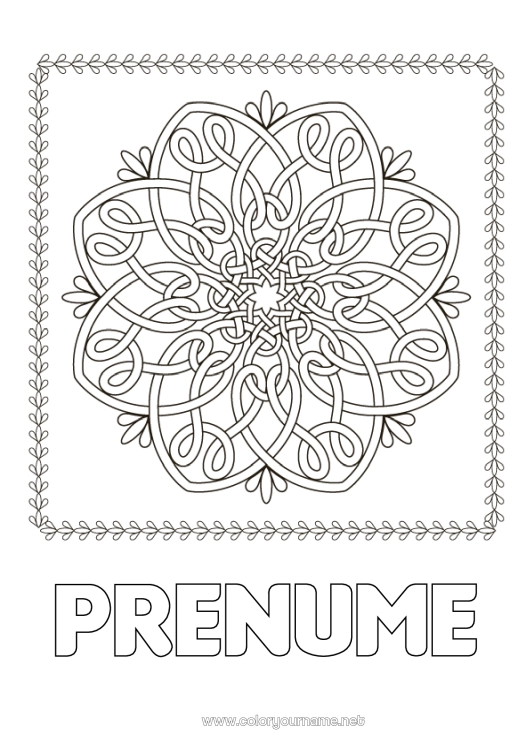 Pagină de colorat de imprimat Mandala Irlanda Triskell Celtic