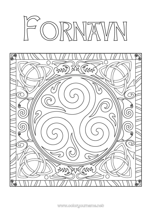 Fargeleggingssiden til utskrift Mandala Irland St. Patricks festdag Triskell Keltisk