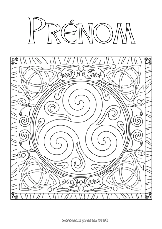 Coloriage à imprimer Mandala Irlande Fête de la Saint Patrick Triskell Celtique