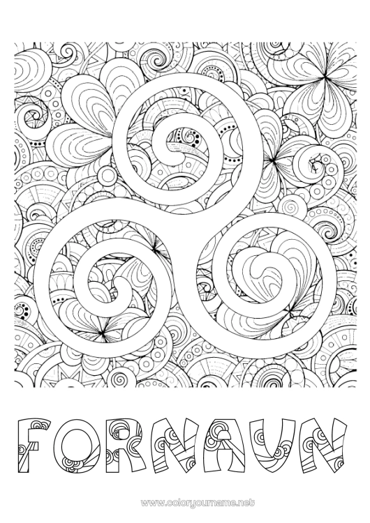 Fargeleggingssiden til utskrift Mandala Klover Irland St. Patricks festdag Triskell Keltisk