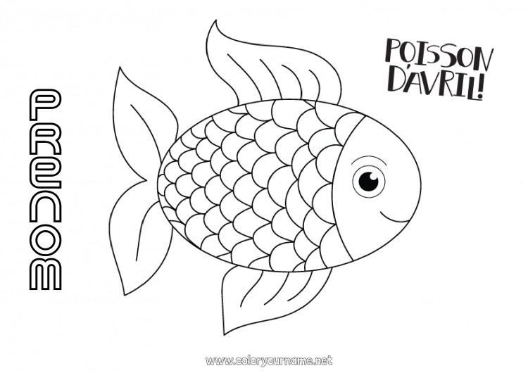 Coloriage à imprimer Animal Poisson Poisson d'avril Animaux marins ou aquatique