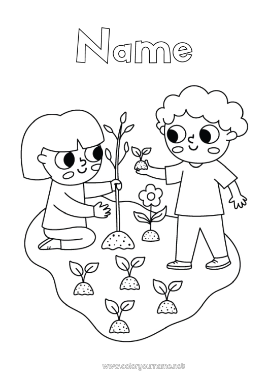 Colouring page to print Ecology Positive Gardening
