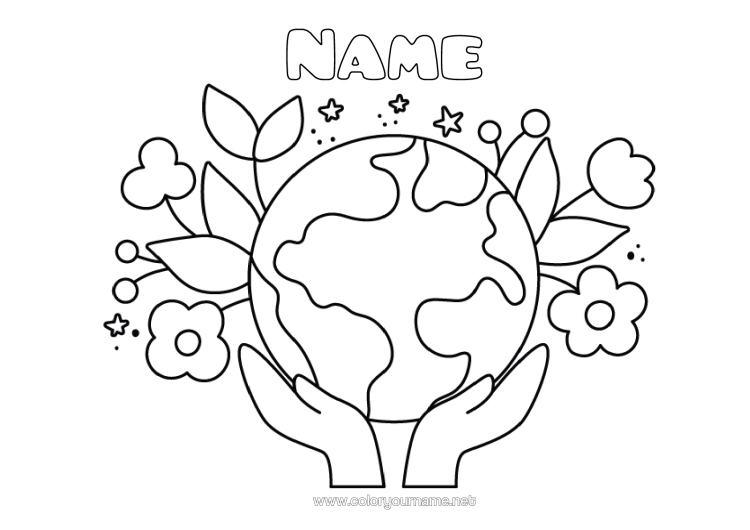 Colouring page to print Ecology Planets And Solar System Easy Colouring Pages Earth Earth Day Astronomy