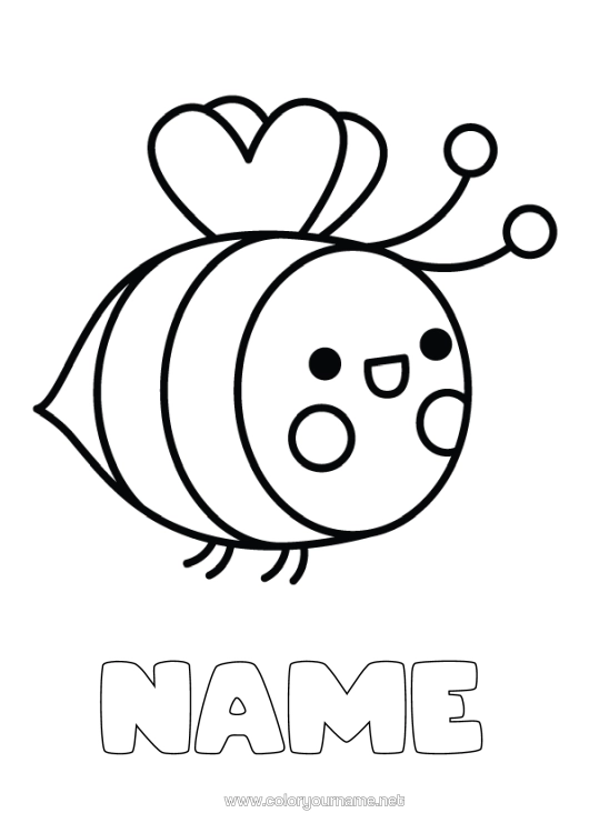 Colouring page to print Animal Bee Easy Colouring Pages Insects