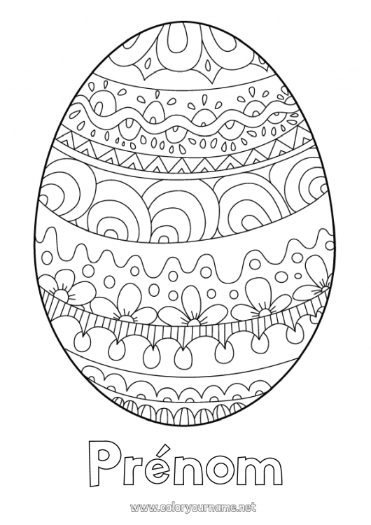 Coloriage à imprimer Mandala Oeufs de Pâques Pâques Doodle Gros oeuf de Pâques