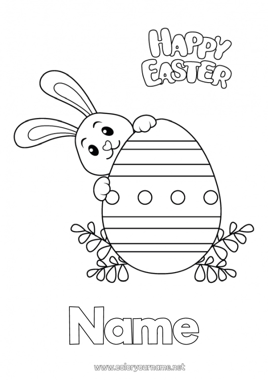 Coloring page to print Spring Bunny Animal Easter 