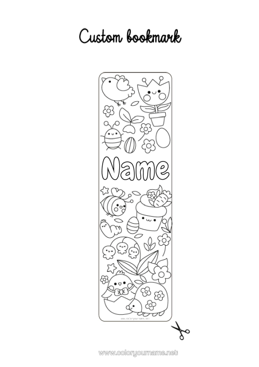 Colouring page to print Cute Spring Children's Activities Animal Easter Bookmark Lily Of The Valley Symbols Insects