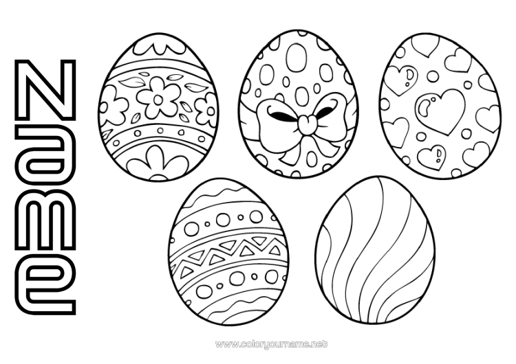 Colouring page to print Children's Activities Easter Eggs Easter Intermediate Colouring Sheets