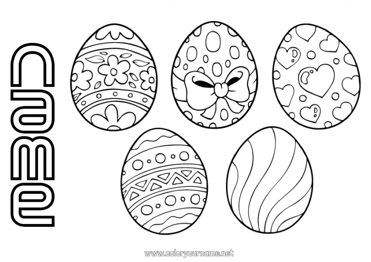 Coloring page to print Children's activities Easter eggs Easter Intermediate coloring pages