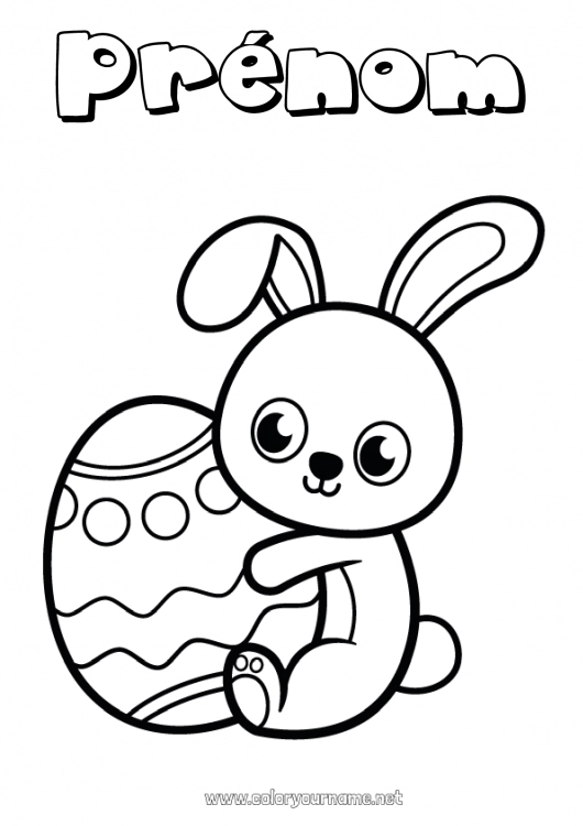 Coloriage à imprimer Lapin Animal Pâques Gros oeuf de Pâques Coloriages faciles Animaux de la forêt