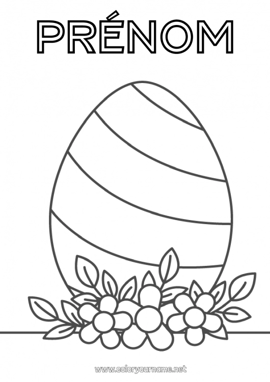 Coloriage à imprimer Fleurs Pâques Gros oeuf de Pâques