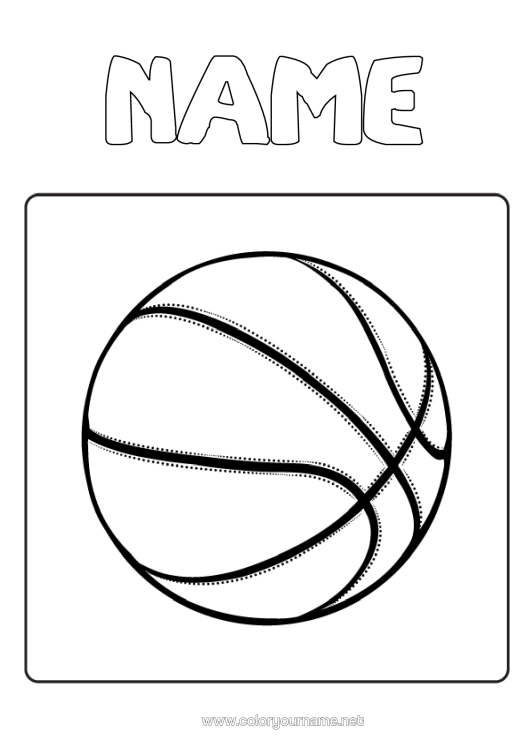 Colouring page to print Sport Balloons Basketball Team Sports