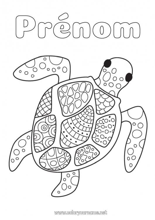 Coloriage à imprimer Mandala Tortue Animal Reptiles