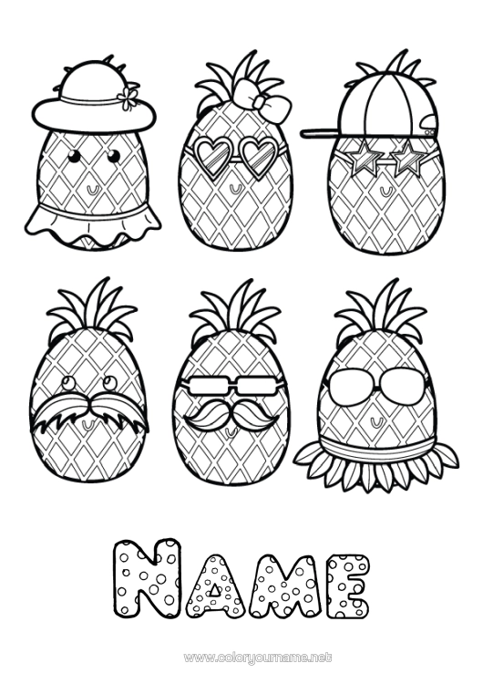 Colouring page to print Pineapple Fruit