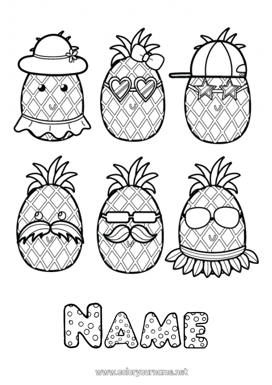 Coloring page to print Pineapple Fruits