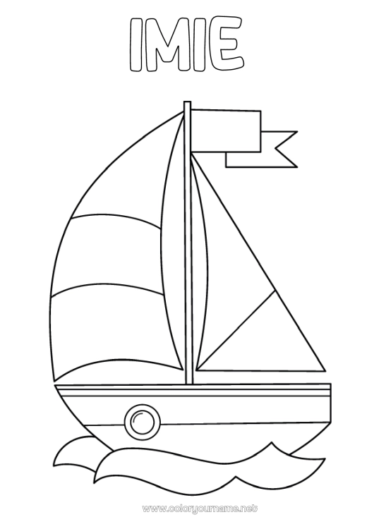 Kolorowanka do wydruku Morze Pojazdy łódź Żaglówka Łatwe kolorowanki Pojazdy morskie