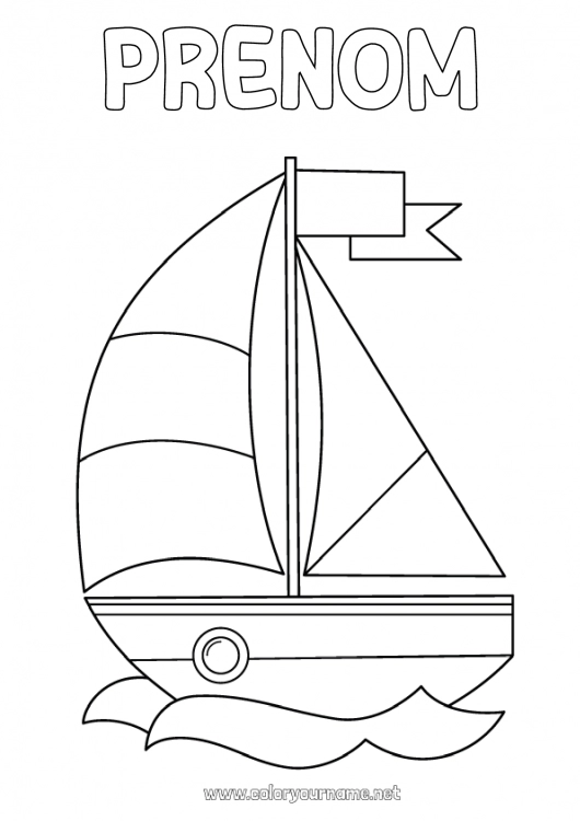 Coloriage à imprimer Mer Véhicules Bateau Voilier Coloriages faciles Véhicules maritimes