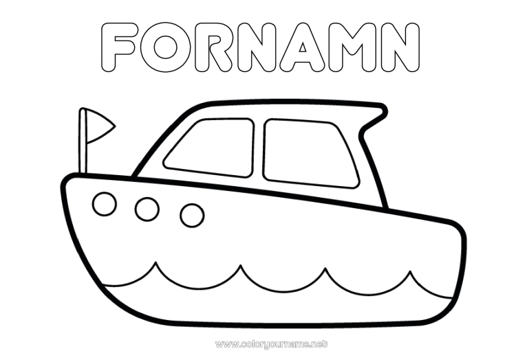 Färgläggningssida att skriva ut Fordon Båt Lätta målarbilder Marina fordon