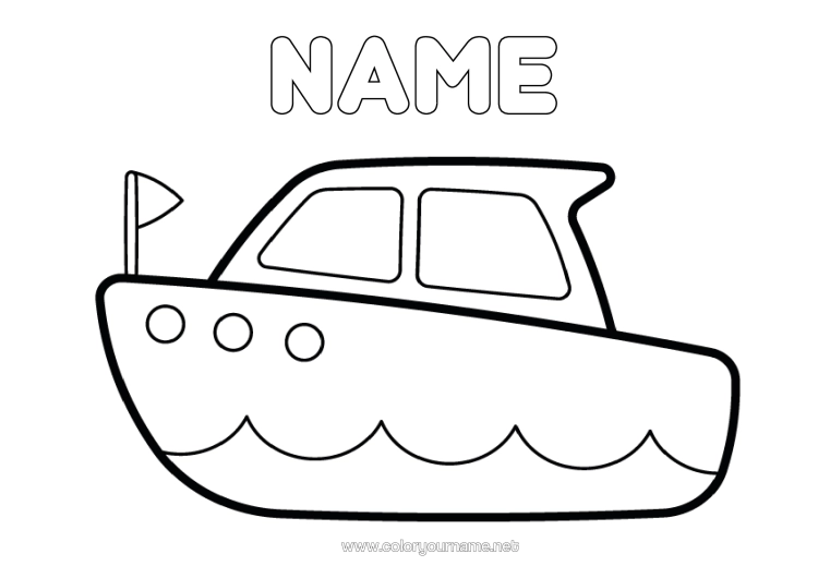 Colouring page to print Vehicles Boat Easy Colouring Pages Marine Vehicles