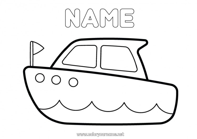 Coloring page to print Vehicles Boat Easy coloring pages Maritime vehicles