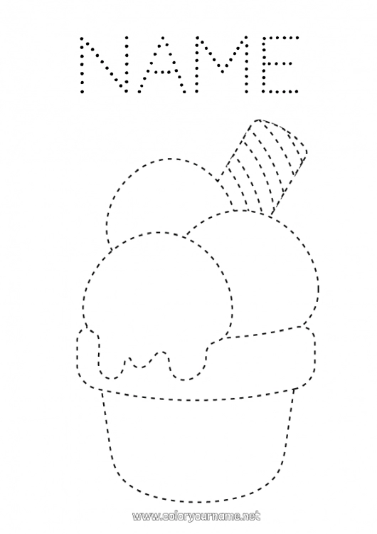 Coloring page to print Food Children's activities Connect the dots Treats Ice cream