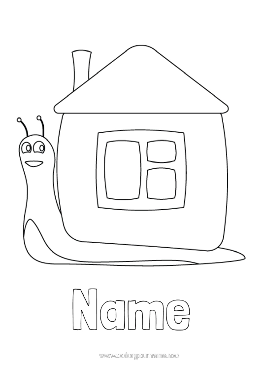 Colouring page to print Animal Snail House