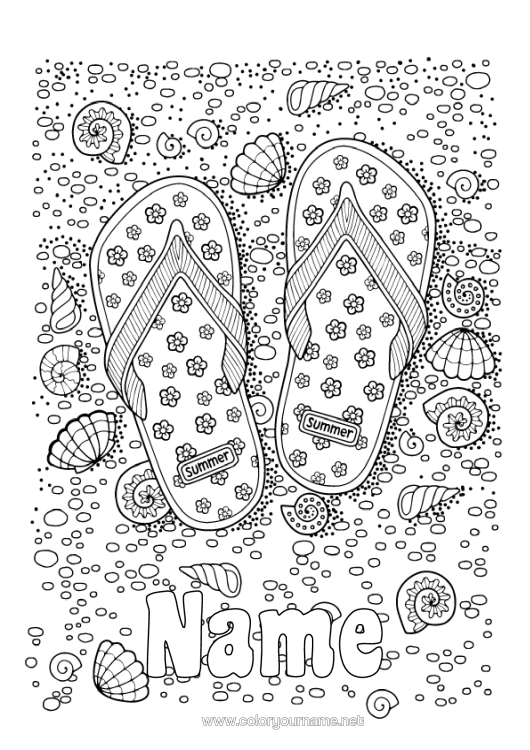 Colouring page to print Mandala Holidays Summer Beach Sea Shellfish Tongue Complex Colouring Pages Marine Or Aquatic Animals