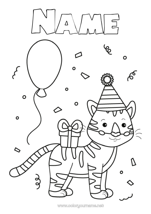 Colouring page to print Birthday Tiger Animal Easy Colouring Pages Wild Animals Of Africa