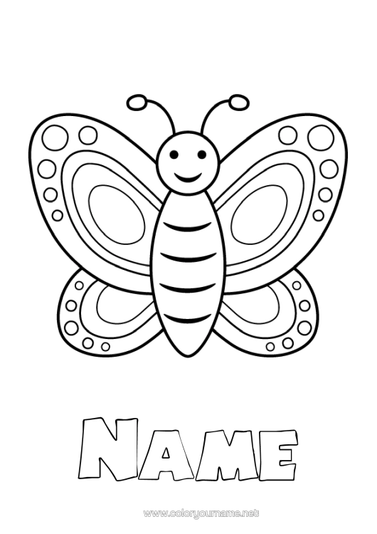 Colouring page to print Butterfly Animal Insects