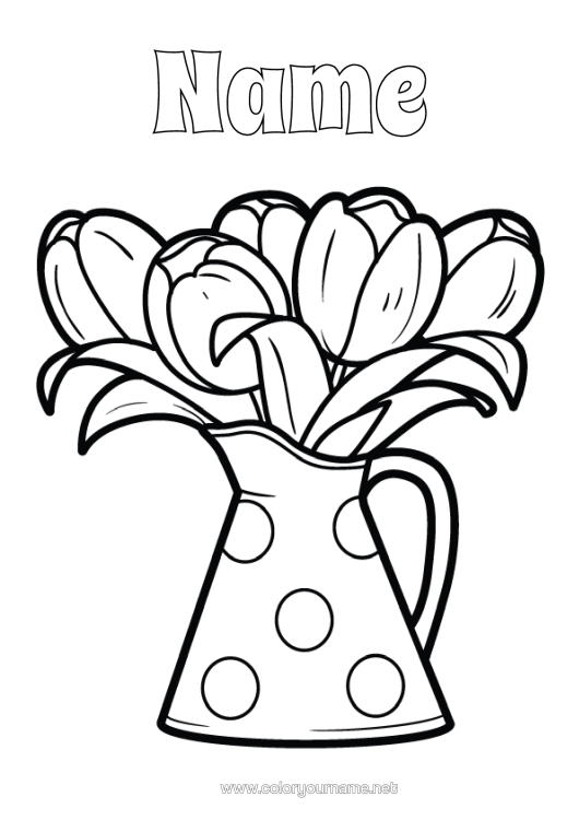 Colouring page to print Flowers Tulip Easy Colouring Pages