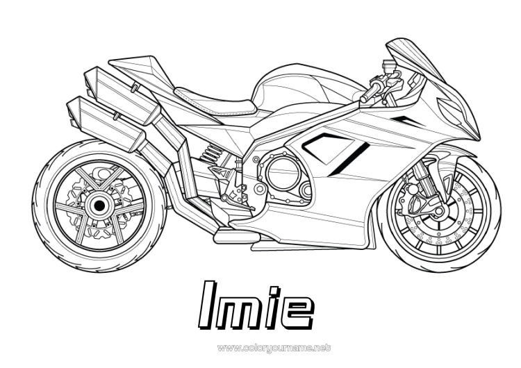 Kolorowanka do wydruku Pojazdy Motocykl Pojazdy dwuśladowe