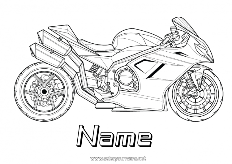 Coloring page to print Vehicles Motorbike Two-wheeled vehicles