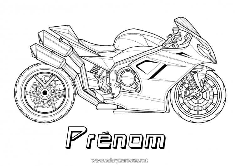 Coloriage à imprimer Véhicules Moto Véhicules à deux roues