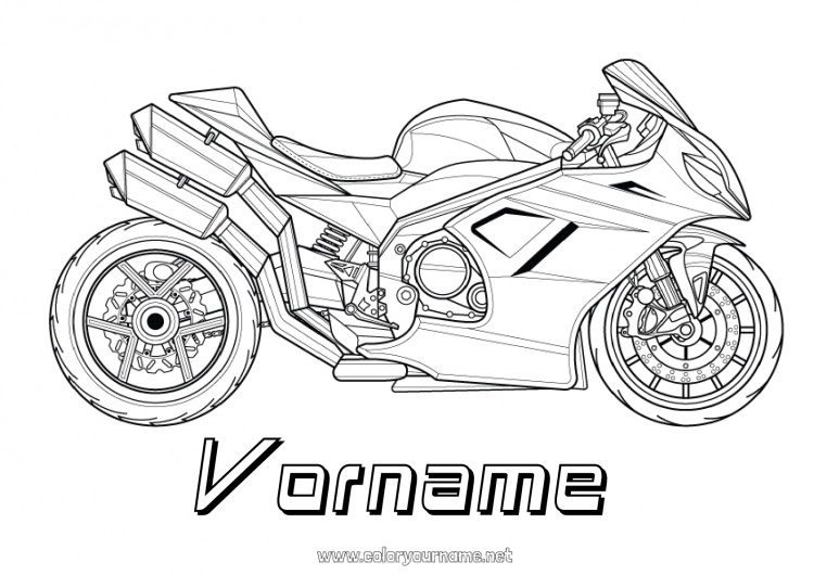 Malvorlage zum Ausdrucken Fahrzeuge Motorrad Zweiräder