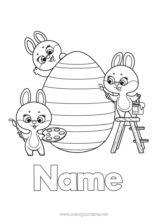 Coloring page to print Art Bunny Animal Easter Forest animals