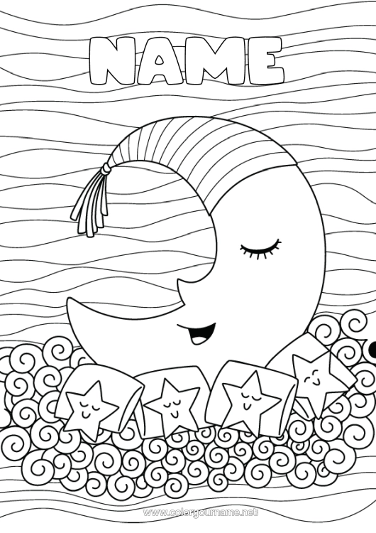 Colouring page to print Sea Moon