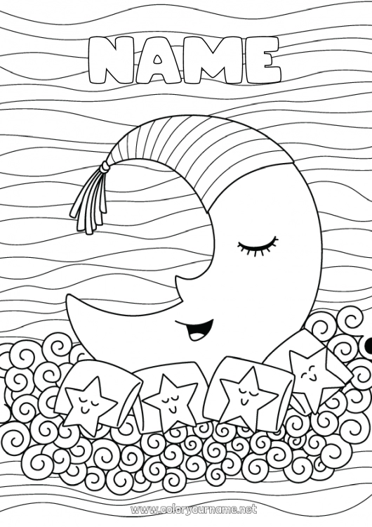 Coloring page to print Sea Moon