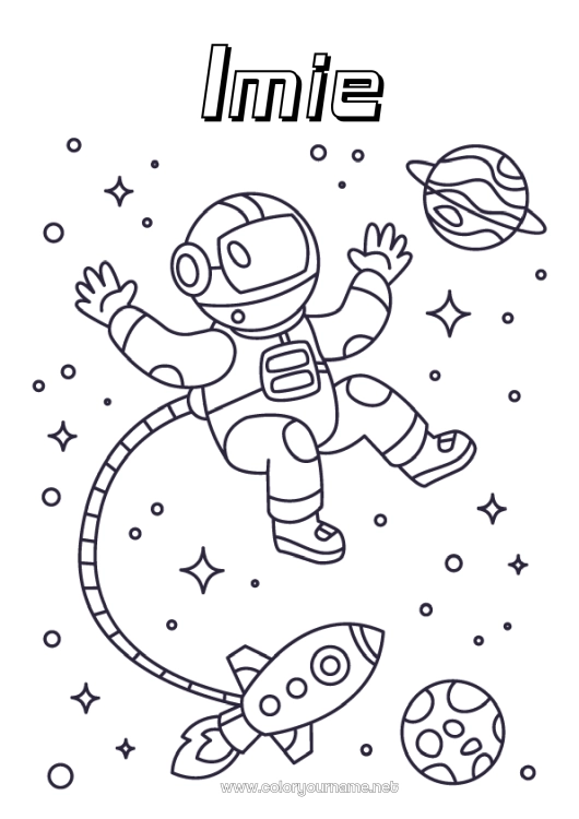 Kolorowanka do wydruku Rakieta Przestrzeń Planety i układ słoneczny Kolorowanki pośrednie Ziemia Astronauta Astronomia Pojazdy powietrzne Zawody eksploracyjne