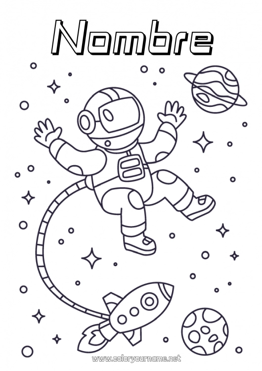 Dibujo para colorear para imprimir Cohete Espacio Planetas y sistema solar Dibujos intermedios para colorear Tierra Astronauta Astronomía Vehículos aéreos Carreras de exploración