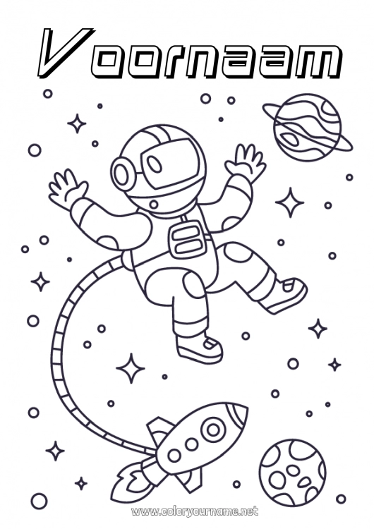 Kleurplaat om af te drukken Raket Ruimte Planeten en zonnestelsel Intermediaire kleurplaten Aarde Astronaut Astronomie Luchtvaartuigen Verkenningsberoepen