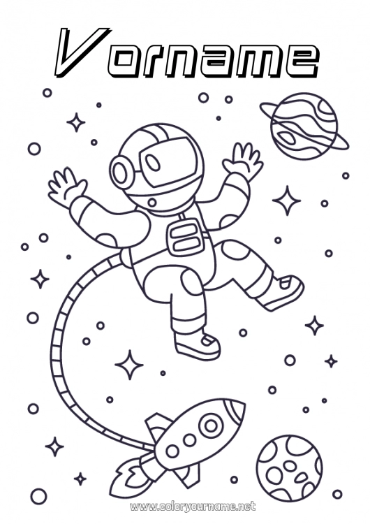 Malvorlage zum Ausdrucken Rakete Weltraum Planeten und Sonnensystem Mittelstufenmalvorlagen Erde Astronaut Astronomie Flugzeuge Erkundungsberufe