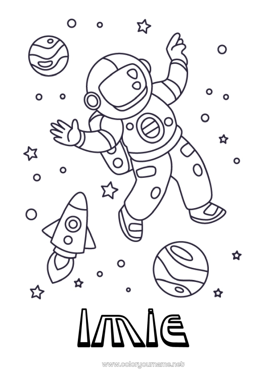 Kolorowanka do wydruku Rakieta Planety i układ słoneczny Kolorowanki pośrednie Astronauta Astronomia Pojazdy powietrzne Zawody eksploracyjne