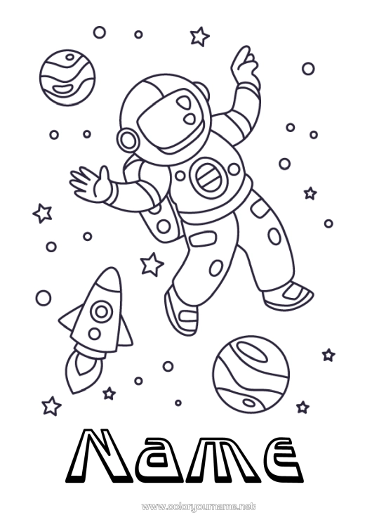 Colouring page to print Rocket Planets And Solar System Intermediate Colouring Sheets Astronaut Astronomy Aerial Vehicles Exploration Professions