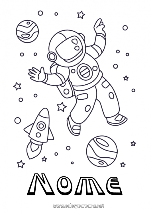Página de desenho para imprimir Foguete Planetas e sistema solar Colorações Intermediárias Astronauta Astronomia Veículos aéreos Profissões de exploração
