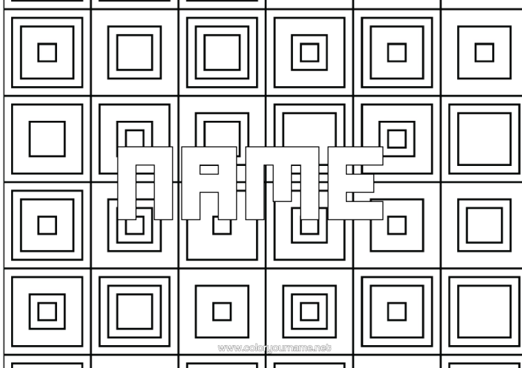 Colouring page to print Decorated Name Geometric Shapes Square