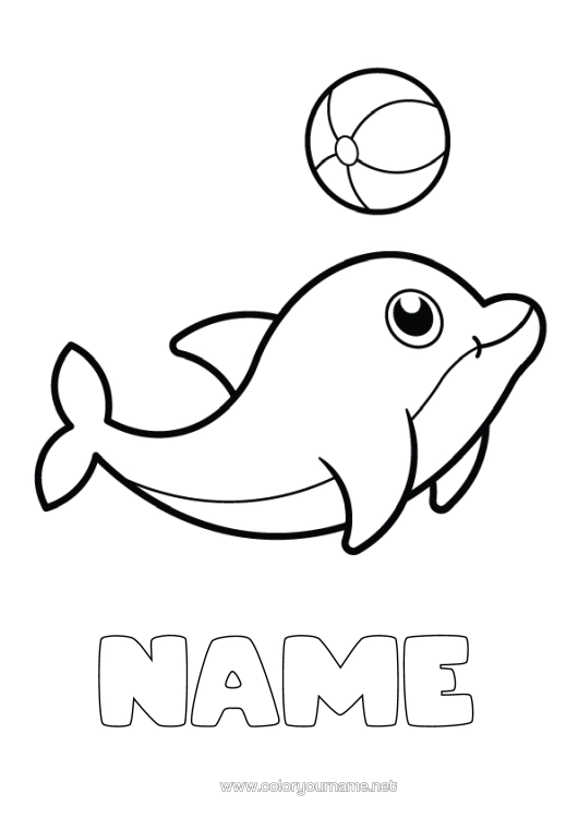 Colouring page to print Sea Animal Dolphin Easy Colouring Pages Marine Or Aquatic Animals