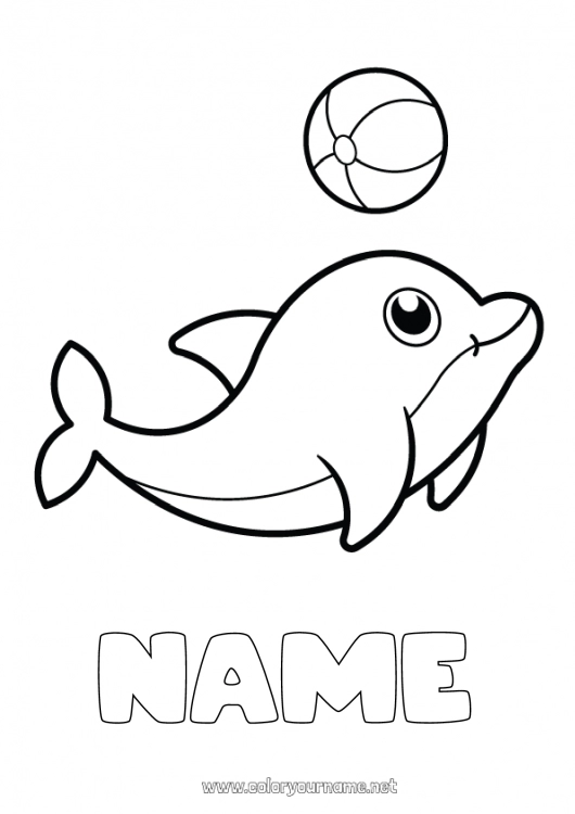 Coloring page to print Sea Animal Dolphin Easy coloring pages Marine or aquatic animals